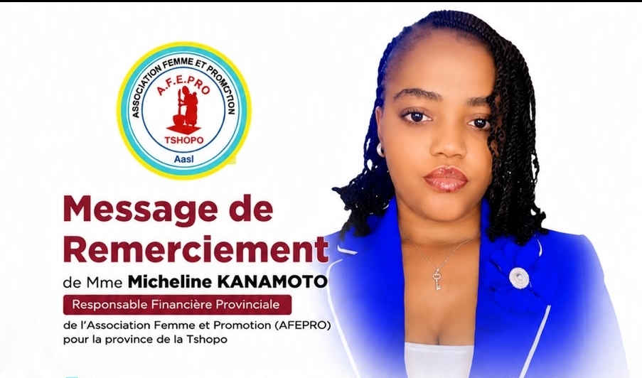 Tshopo /Mme Micheline Kanamoto exprime sa gratitude à Mme Marthe Kasalu Tshisekedi après sa désignation comme Responsable Financière de l’AFEPRO-TSH